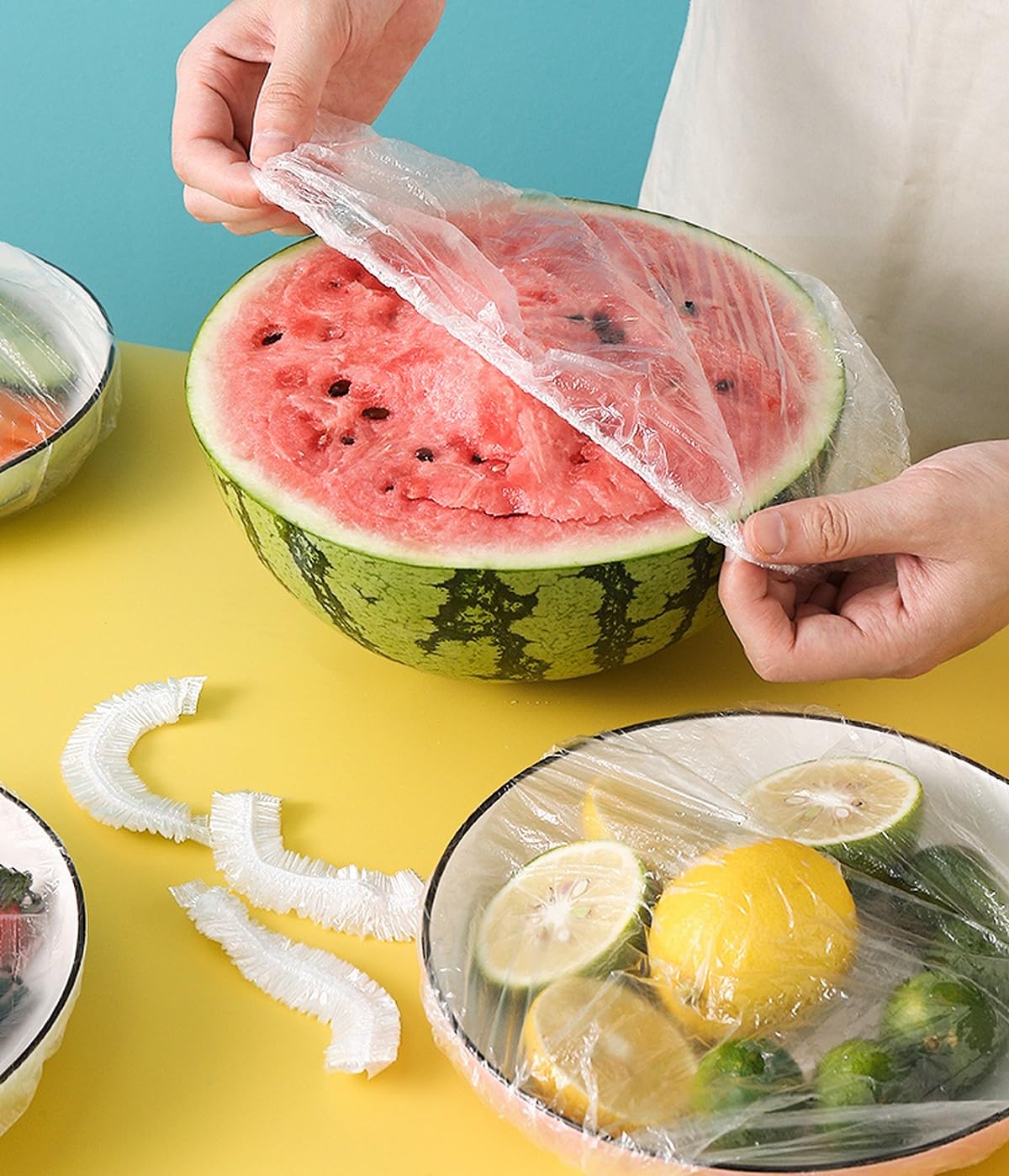 Wolpin Pack Of 100 Pcs Disposable Food Cover Elastic Lid For Covering Food, Fruits, Vegetables Fridge Storage